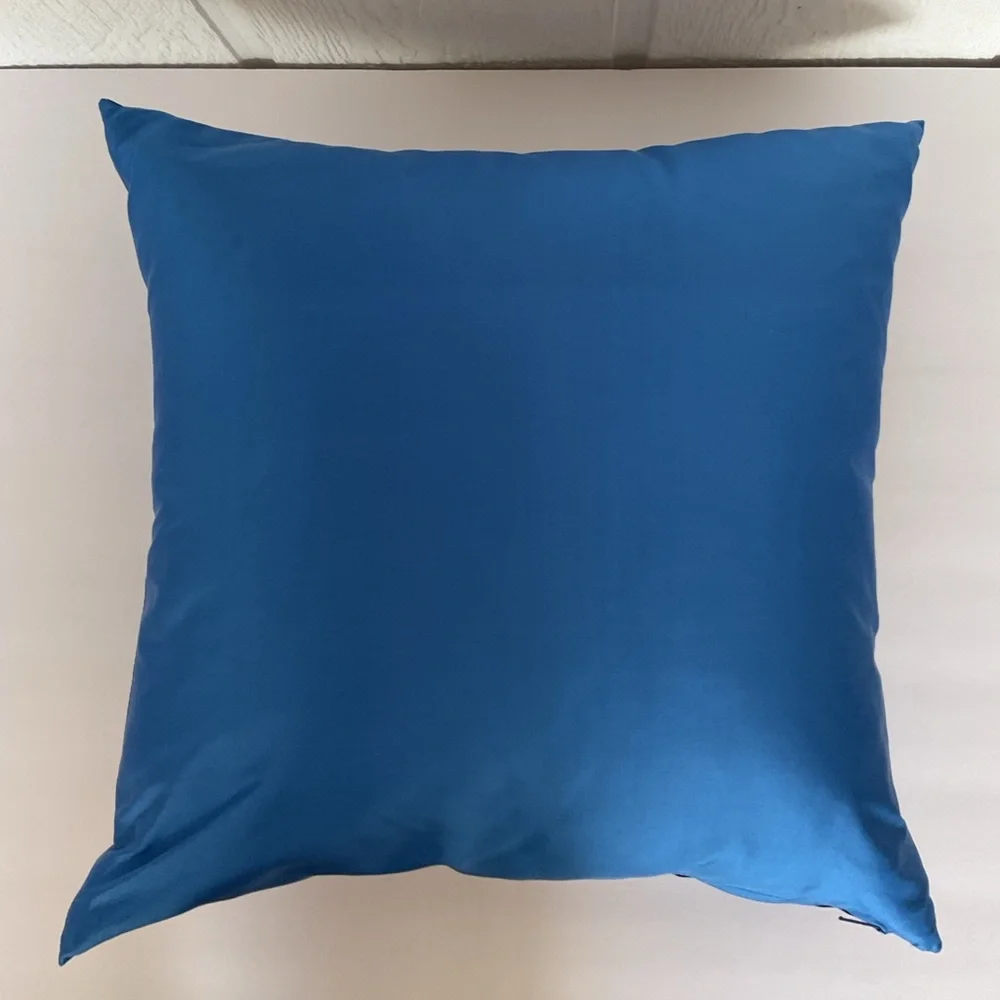 Jim Thompson Blue Silk Accent Pillow Signed